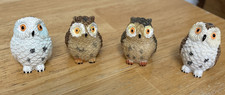 Lot of 4 Resin Miniature Owls Figures 1.25" Tall