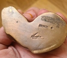 Ancien Sculpture Ou Figurine Chat En Bronze Doré Signé En