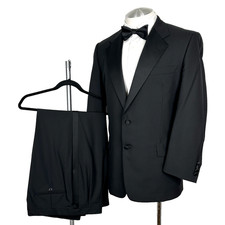 Hickey Freeman Neiman Marcus 100 Wool 2 Button Notch Black Tuxedo 42 Reg 35x29