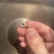 vintage emerald and diamond 14k gold cluster pendant 14k 18" chain