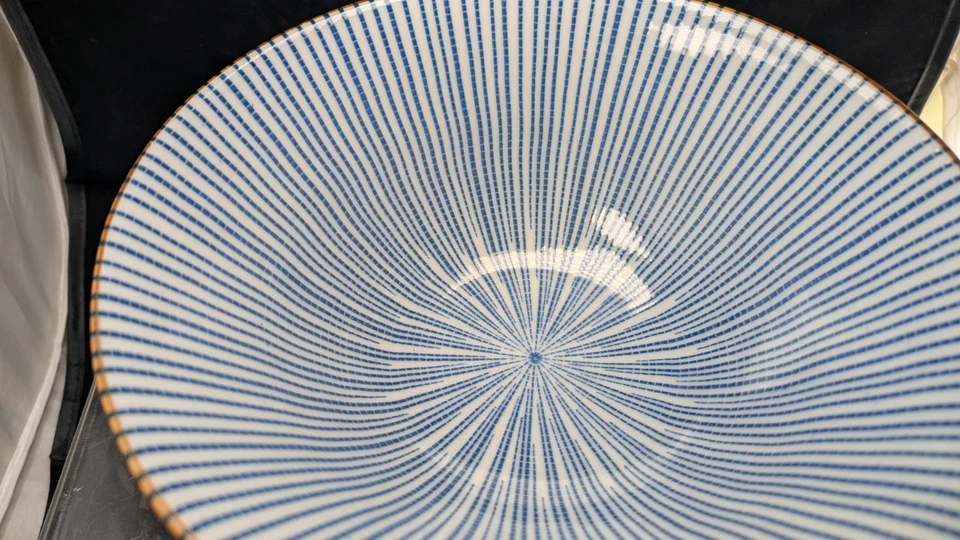 Juego 2) Tazones de arroz de cerámica azul, blanco y negro Foto 3 de 4