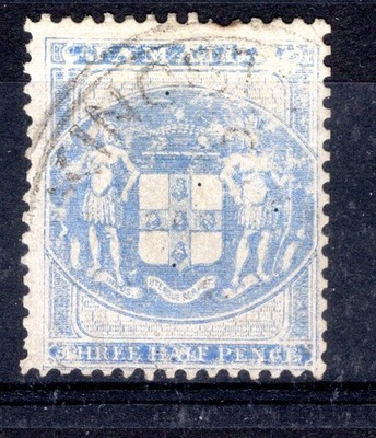 Jamaica 1855 sg F4b 3d blue on white paper postal fiscal FU cat £65