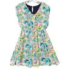 by&by White Mini Dress Preppy Floral Lightweight Sleeveless Layered Women Size S