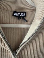 Vintage Y2K DKNY JEANS Ribbed Half Zip Sweater Beige Women  s Small