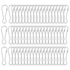 60 Pcs 50mm Stainless Steel 304 Spring Snap Lanyard Hook Keyring, Silver