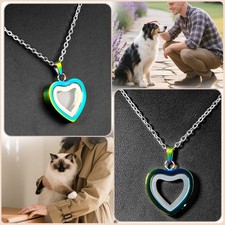 Rainbow Heart Print Pet Ashes Memorial Necklace for Dog  Cat Ashes