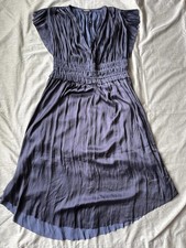 EXPRESS Womens Size Medium Pleated Dark Blue Navy Satin Dress 00813 Light Ocean