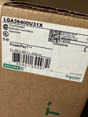Square D LGA36400U31X  400 Amp PowerPact Circuit Breaker NEW - UNOPENED BOX