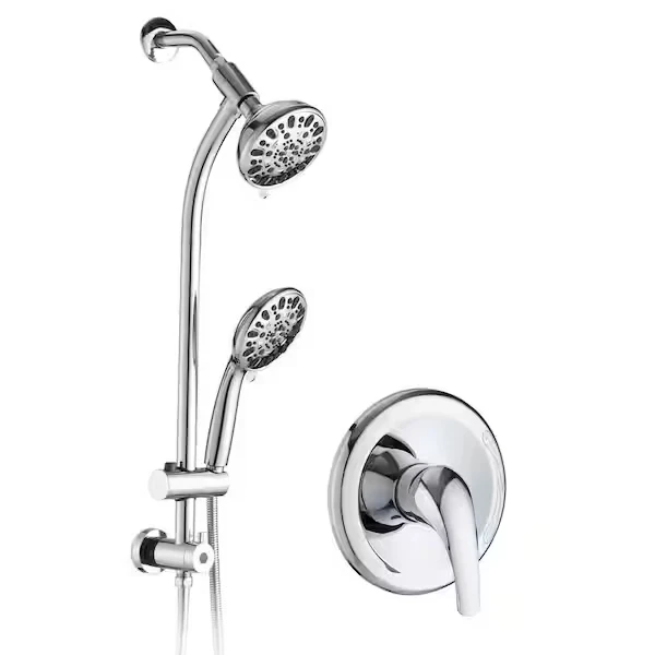Rain Shower Head 7-Setting Fixed and Handheld Shower Head in Chrome