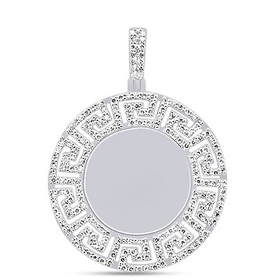 1/3 CT Natural Diamond Micro Pave Solid 10K Gold Greek Key Design Memory Pendant