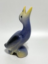Vtg 40s Ceramic Blue Pie Bird Funnel Vent Duckling Duck