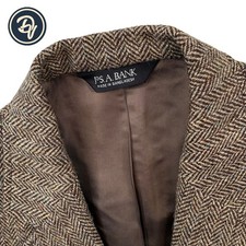 Mens 40 R Jos. A. Bank Light Brown Speckled Herringbone Harris Tweed Blazer