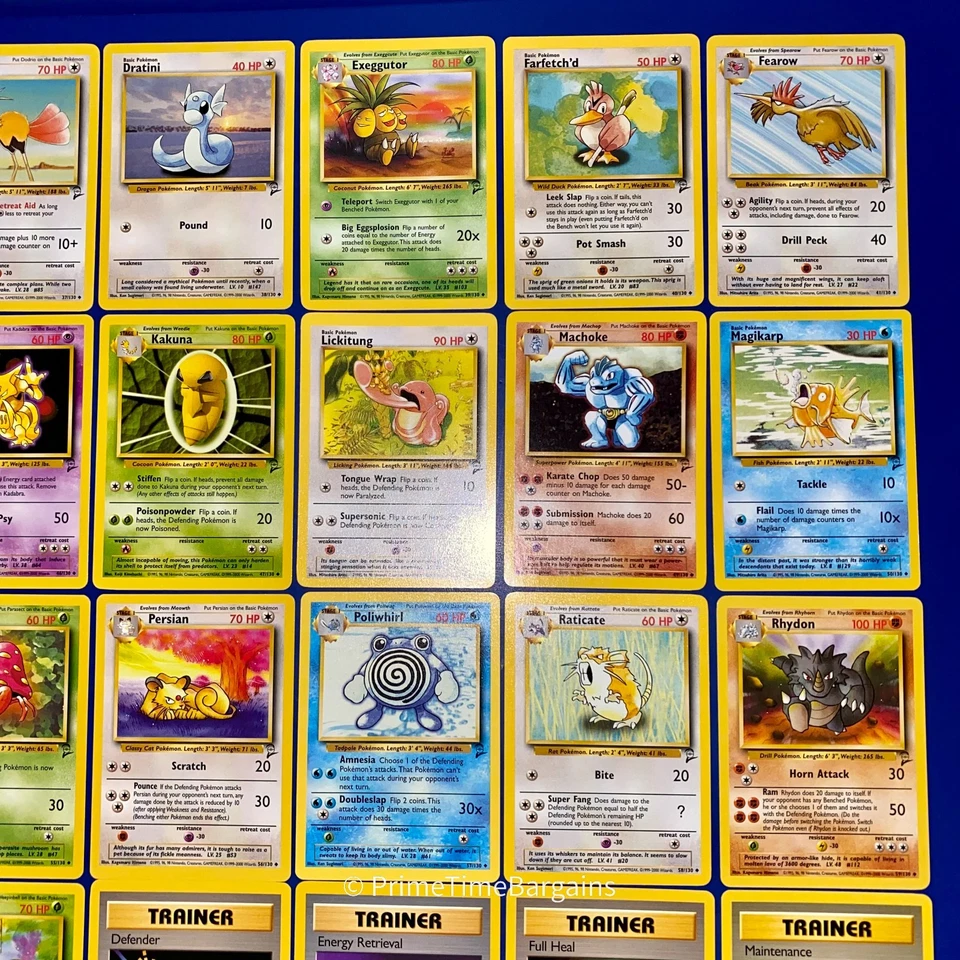 NM/+ COMPLETE Pokemon BASE SET 2 Edition Uncommon Common Non Holo Cards Lot - Image 4 of 4