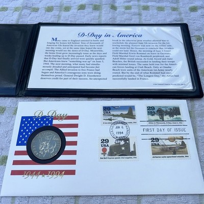 1994 FDC D-Day in America WW 2 50th Anniversary of D-DAY Half Dollar Coin NM-MT
