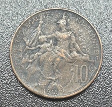 1915 France Francais 10 Centimes Coin, Very Nice Coin.  #472