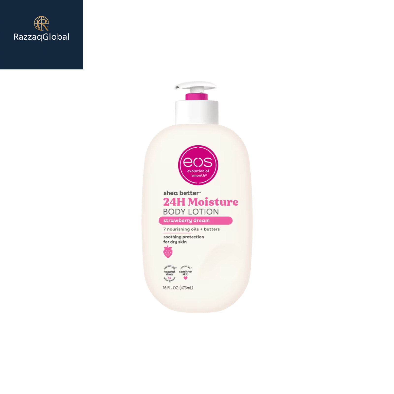eos Shea Better Body Lotion for Dry Skin, Strawberry Dream, 16 fl oz