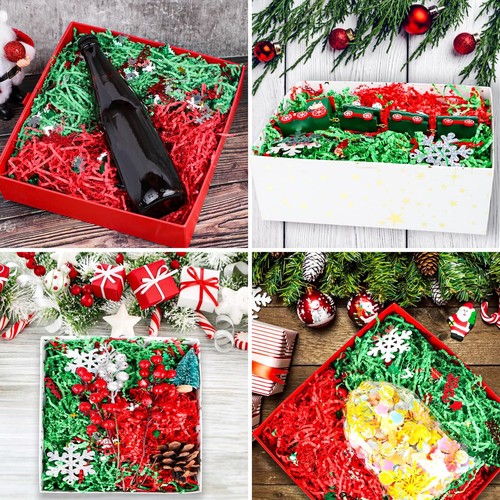 450g/1LB Christmas Raffia Paper Red Green Shred with Xmas Confetti Sprinkle f... - Picture 5 of 8