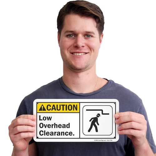 SmartSign - S-4855-AL-05x10 "Caution - Low Overhead Clearance" Sign | 5" x 10... - Picture 2 of 5