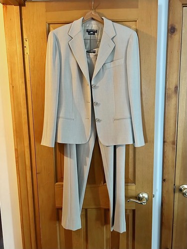Vintage Giorgio Armani Wool/Rayon Suit Set 44 Italy Woven Light Grey - Picture 2 of 6