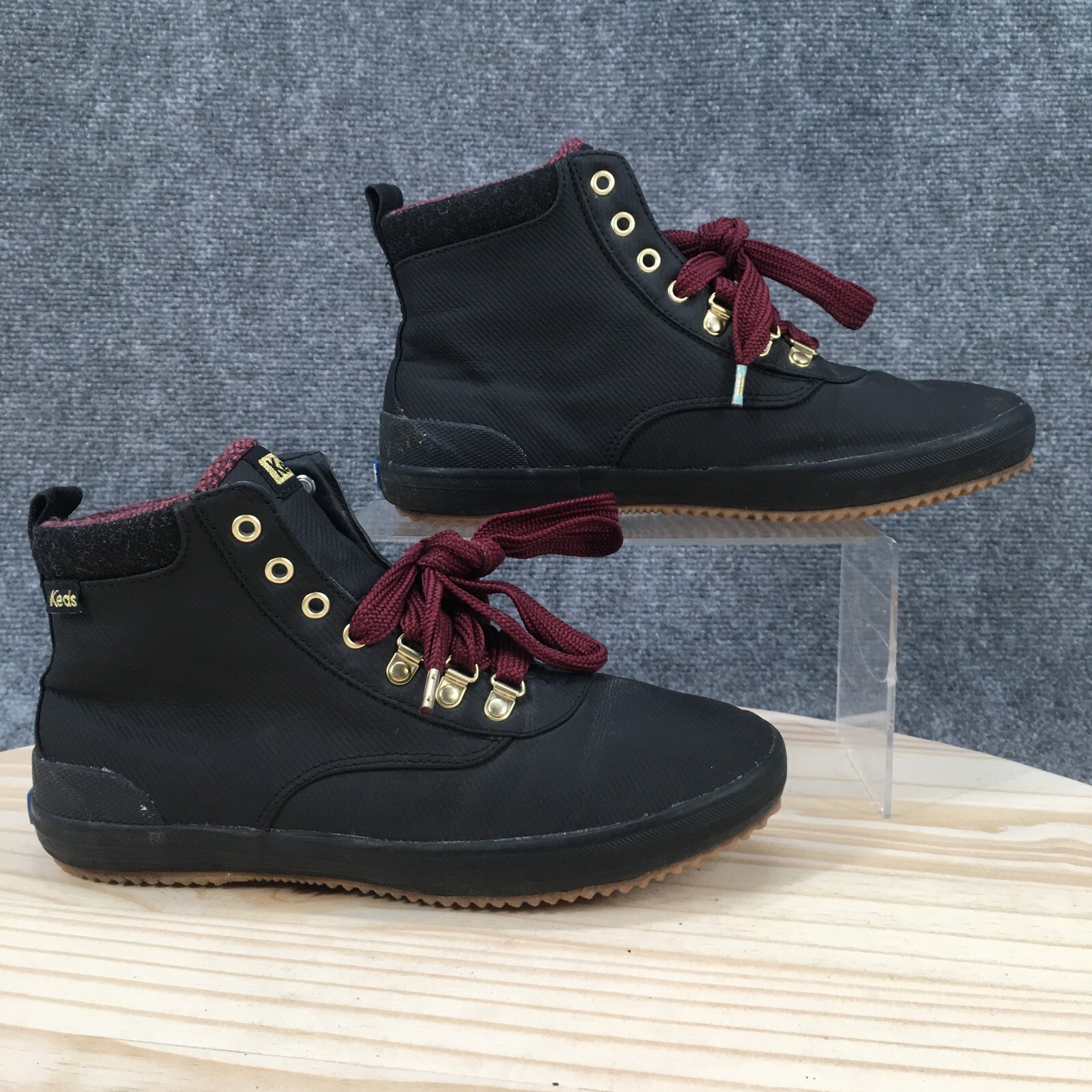 Black Lace Up Comfort Wf64288