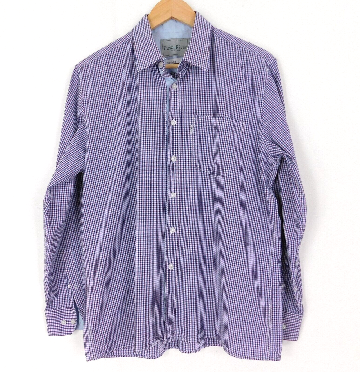 Field River Countrywear Check Shirt Size Medium Blue Burgundy Regular Fit