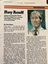Roy Acuff, Two Page Vintage TV Guide Clipping