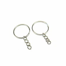 50-300Pc DIY Polished Silver Keyring Keychain Split Ring Short Chain Key Rings
