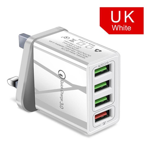 QC3.0 Fast Charge Power Supply Adapter USB 4 Port Multiple UK Plug Quick Charger - Picture 10 of 10