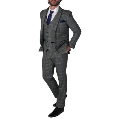 Paul Andrew Harris - Herren grau 3-teiliger Tweed-Anzug