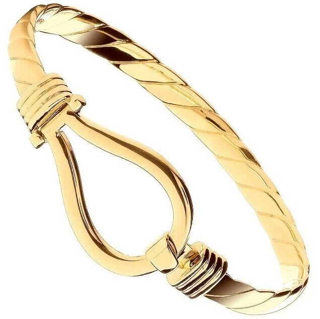 Mens Yellow Gold Hook Bangle Heavy Gents Bracelet Hallmarked British