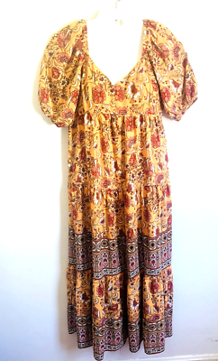 chinese dress ladies Hawaii Printed Maxi Dress Pink M/L