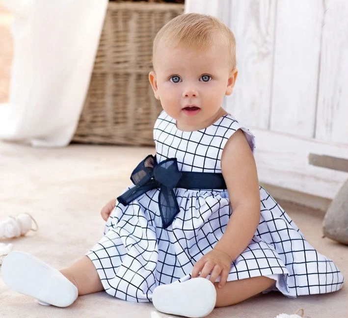 Toddler Baby Girls Skirt Cotton Top Plaids Dress Outfit Kids Summer Clothes 1 3Y