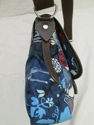 Sac Bandoulière Vintage SOCO En Toile Et Cuir Bleu - Authentique - Parfait état