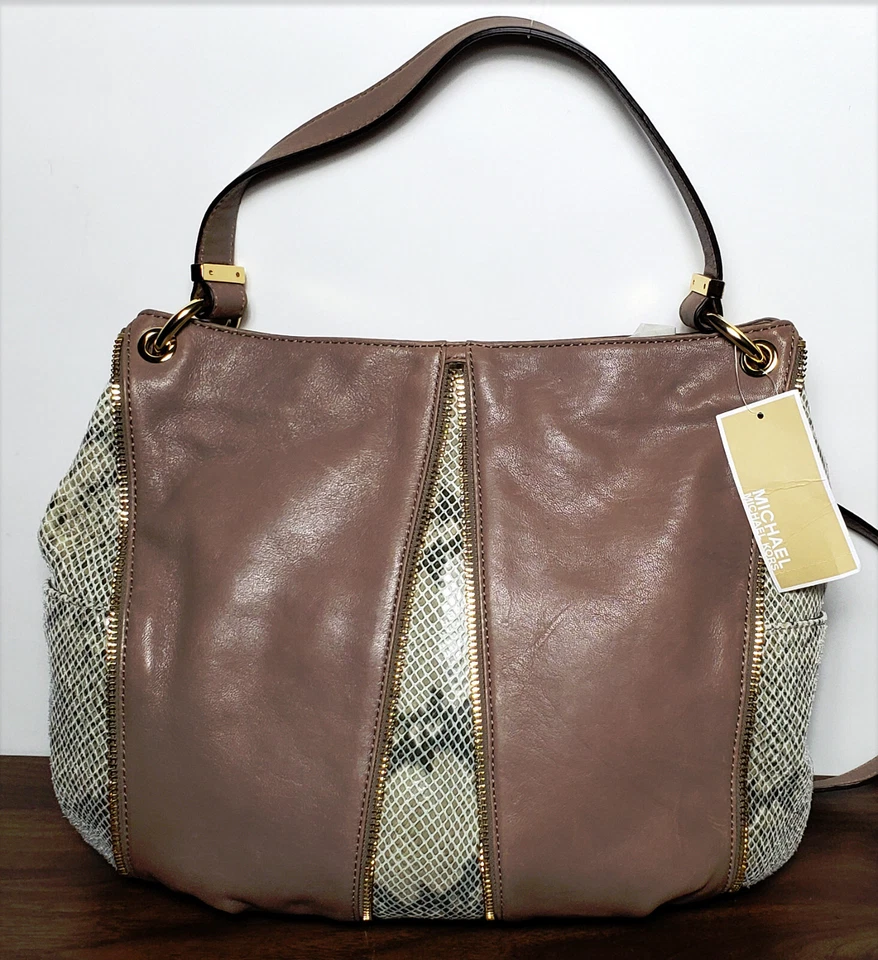 Nuevo Bolso de Hombro Michael Kors Newman Mediano Cuero Pitón Repujado $378 Nuevo con Etiquetas Foto 2 de 4