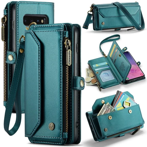 Turquoise Galaxy S10 Luxury Wallet Case with Card Slots & RFID Block