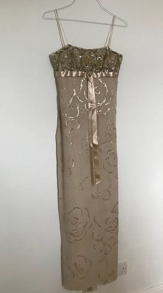 Oscar de la Renta Gold Silk Embroidered Evening Gown UK 10 / US 8 – Runway 2007 - Image 2 of 4