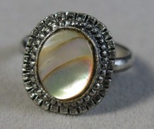 Vintage Silver Tone Abalone Ring 4.9g Size 6 J4391