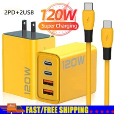 120W Fast Charging USB Type C Wall Charger For iPhone17 16 Pro Max 16e 15 14 13 