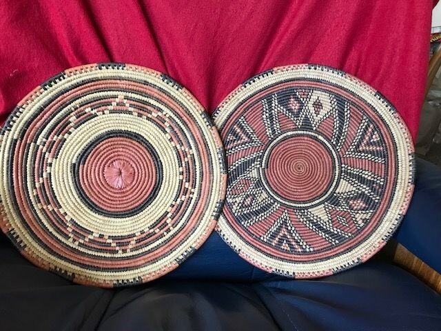 VTG 2 Big Coiled Baskets Hand-Woven