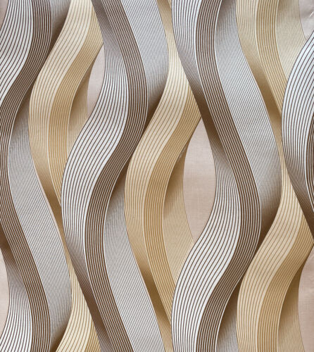3D Wave Stripe Wallpaper Beige Bedroom Living Room Wall Paper Waterproof  m 606600792729 | eBay