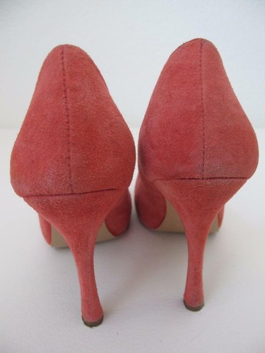 Miss Sixty Suede Studded Buckle Spike Heels Shoes 37 6.5 7 Apricot Coral Orange - Picture 7 of 8