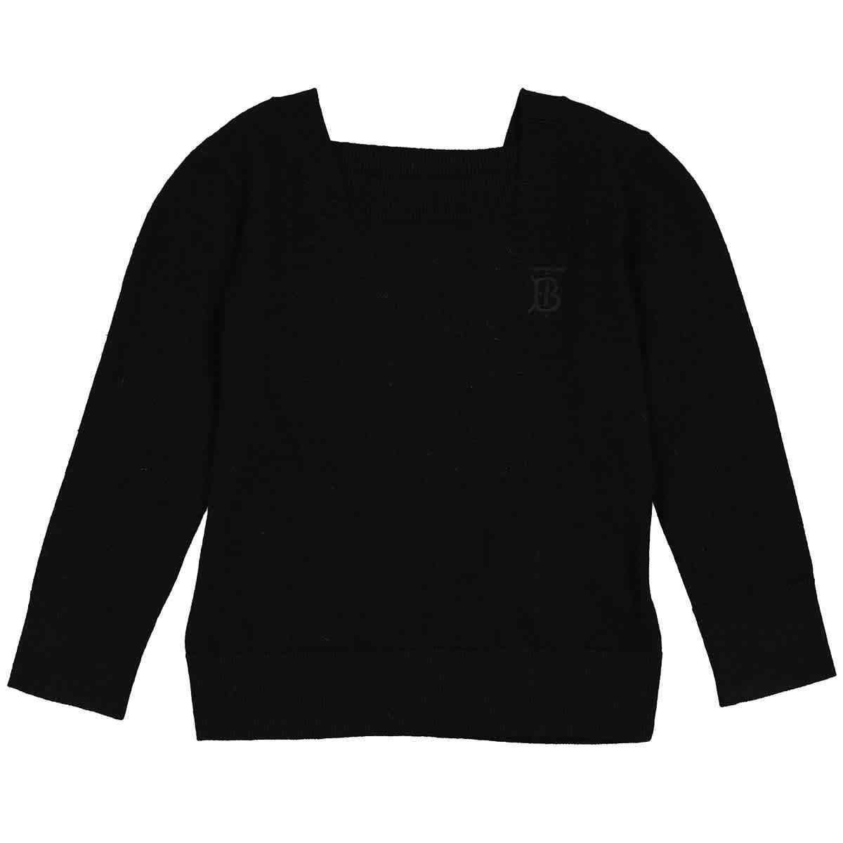 Burberry Girls Black Monogram Motif Cashmere Sweater