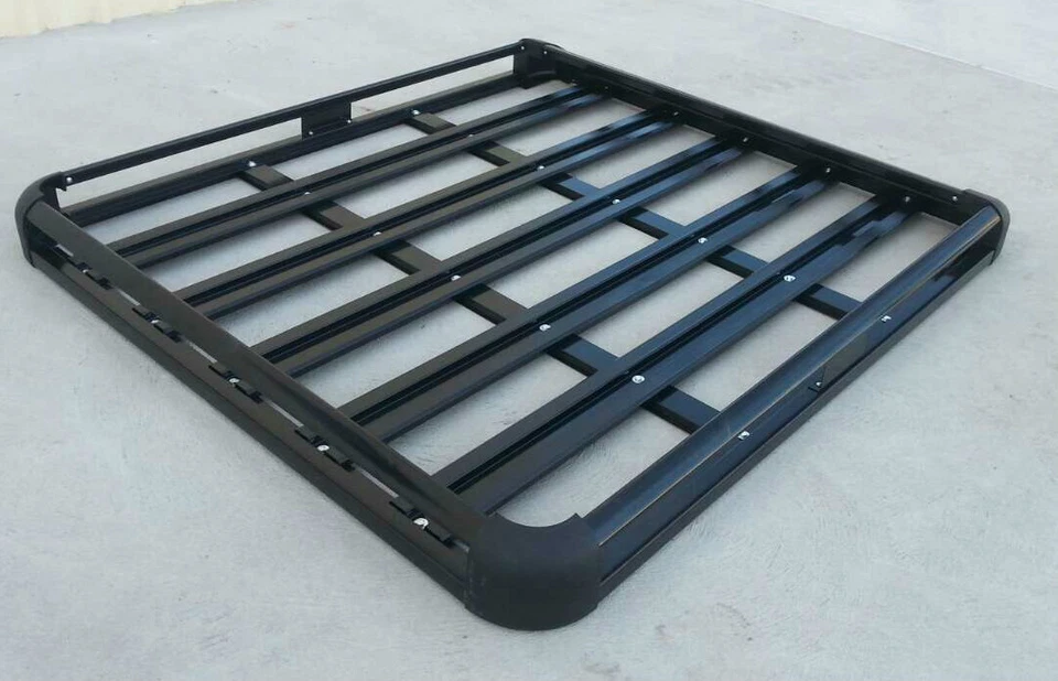 160x110cm  Black Coated Aluminium Car/4WD Roof Rack Luggage Basket + 2xCross Bar - image 2 of 4