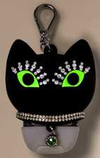 Bath Body Works Glam Black Cat PocketBac Holder Key Chain FOB Cat Lovers