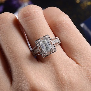 Vintage 14k White Gold Over Emerald Cut Diamond Engagement Wedding Image Is Loading Vintage 14k White Gold Over Emerald Cut Diamond
