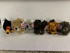 Puffkins Vintage Lot of 6 Plush with Tags 90s Toucan Lion Giraffe Bat
