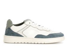 50 SALE MEN'S COFFEE BLACK LEATHER SNEAKERS WHITE GREEN WATER ART. PQ1003