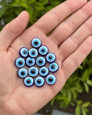 Evil Eye Cabochon Plastic Blue Bulk 50 Pack For Jewelry Wire Wrapping