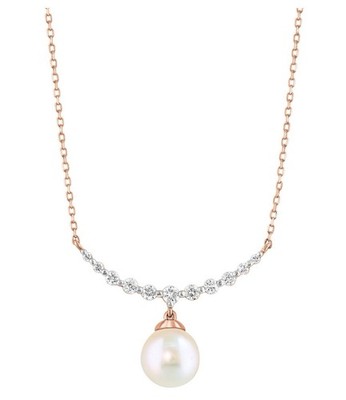 EFFY Akoya Pearl & Diamond 18'' Collar Necklace in 14k Rose Gold NWT MSRP $2,200.