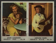 Joan Caufield Arlene Dahl Vintage Film Star Trading Cards Pair No.D-69 D-70